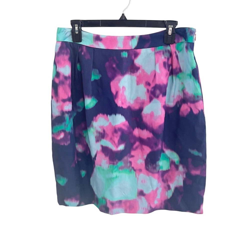 Kate Spade Mini Skirt Purple Pink Abstract Floral Watercolor A-Line 12
